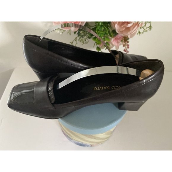 Franco Sarto Fever Dark Brown with Croc Print‎ Leather Pump Heels Women's 8M - Picture 3 of 12